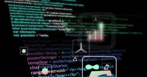 Image of data processing over ecology icons Foto stock