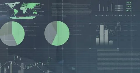 Image of data processing over empty office 스톡 일러스트