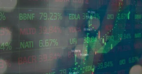 Image of data processing over empty warehouse Stock Photos