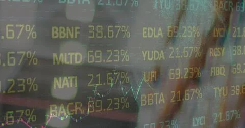 Image of data processing over empty warehouse Foto stock