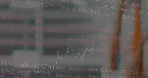 Image of data processing over empty warehouse Stock Photos