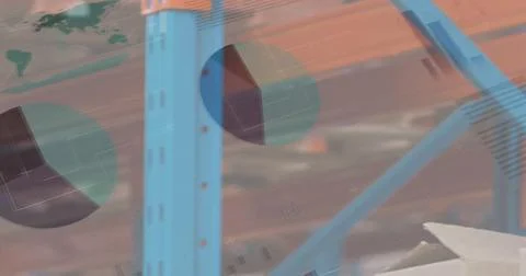 Image of data processing over empty warehouse Stock Photos