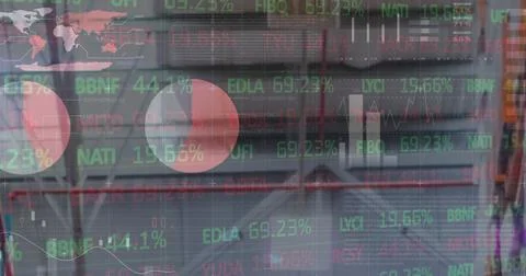 Image of data processing over empty warehouse Stock Photos