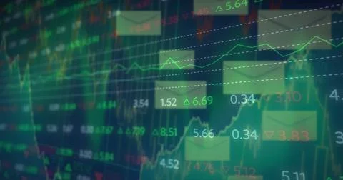 Image of data processing over envelopes Foto stock