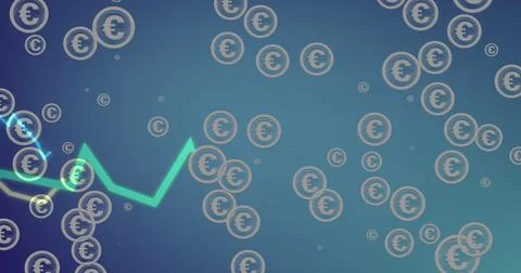 Image of data processing over euro symbols Stock Illustration