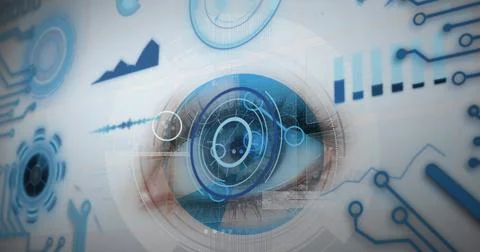 Image of data processing over eye scanning 스톡 일러스트