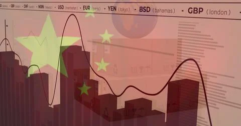 Image of data processing over flag of china Stock Illustration