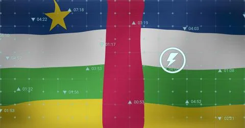 Image of data processing over flag of central african republic Stockillustratie