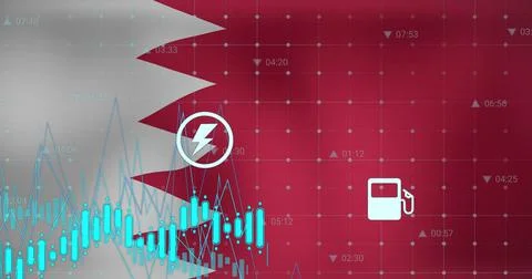 Image of data processing over flag of bahrain Stock Illustration