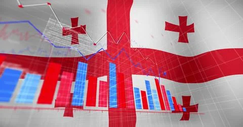 Image of data processing over flag of georgia Stock Photos
