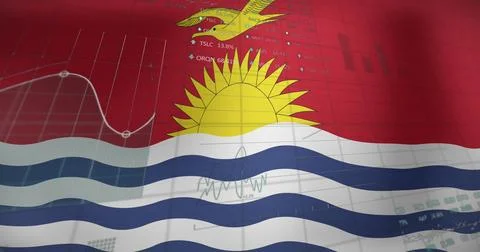 Image of data processing over flag of kiribati 写真素材