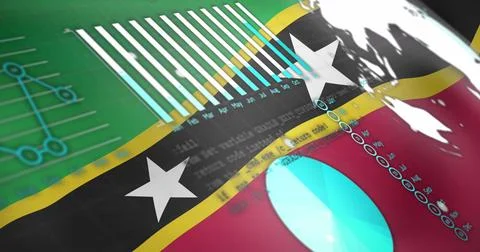 Image of data processing over flag of saint kitts and nevis Foto stock