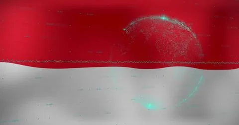 Image of data processing over flag of indonesia Stock-Fotos