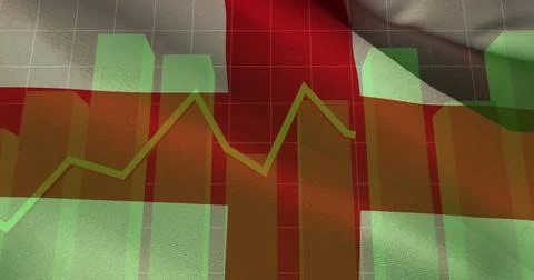 Image of data processing over flag of england Stockfoto's