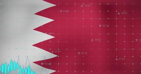 Image of data processing over flag of bahrain Foto stock