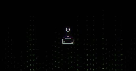 Image of data processing over gamepad icon 库存插图