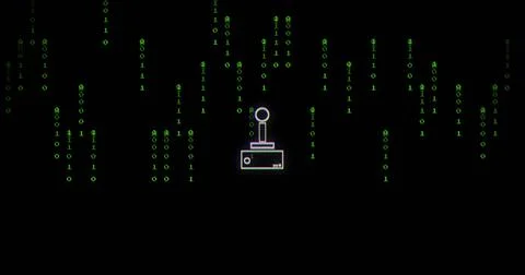 Image of data processing over gamepad icon 库存插图