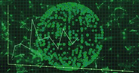 Image of data processing over globe with icons Illustrazione stock