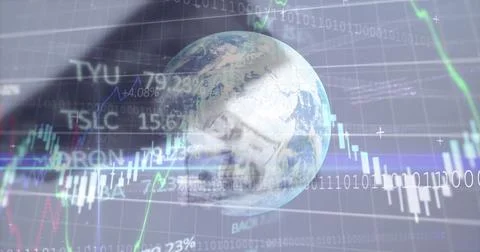 Image of data processing over globe and banknotes Stock Illustration