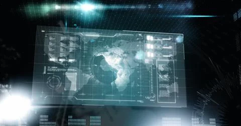 Image of data processing over globe on screen in background イラスト素材