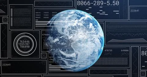 Image of data processing over globe イラスト素材