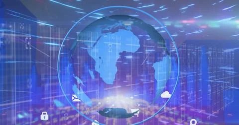 Image of data processing over globe 스톡 일러스트