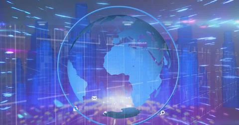 Image of data processing over globe Stock Illustration