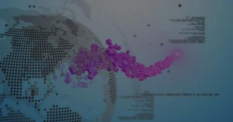 Image of data processing over globe Stock Illustration