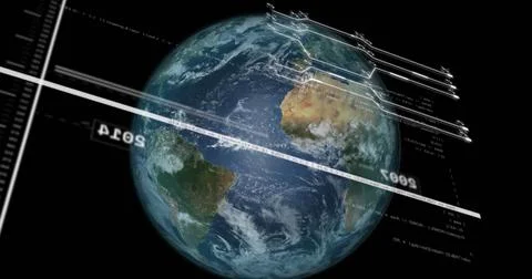 Image of data processing over globe Illustrazione stock