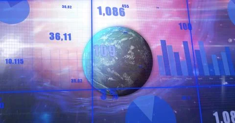 Image of data processing over globe Stock Illustration