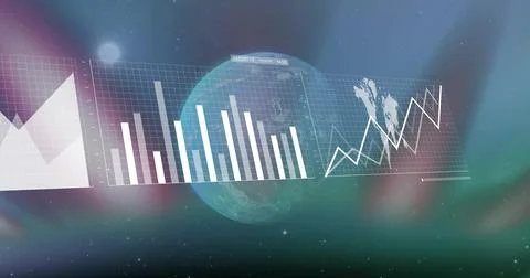Image of data processing over globe Stock Illustration