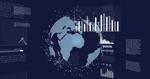 Image of data processing over globe 스톡 일러스트