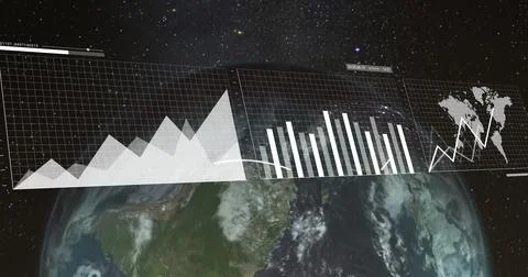 Image of data processing over globe 스톡 일러스트