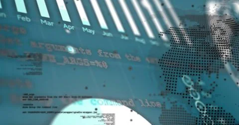 Image of data processing over globe Illustrazione stock