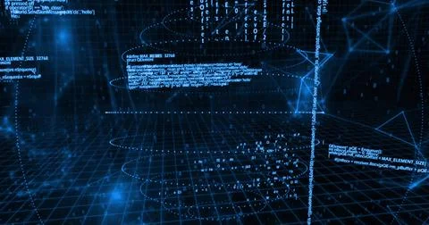 Image of data processing over globe and network of connections on black Illustrazione stock