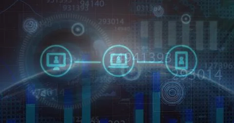 Image of data processing over globe Illustrazione stock