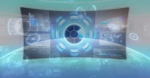 Image of data processing over globe Illustrazione stock