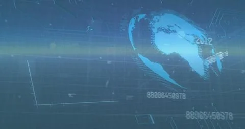 Image of data processing over globe 스톡 사진