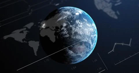 Image of data processing over globe on black background Foto stock