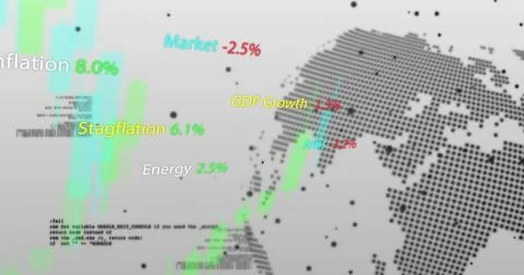 Image of data processing over globe on white background 写真素材
