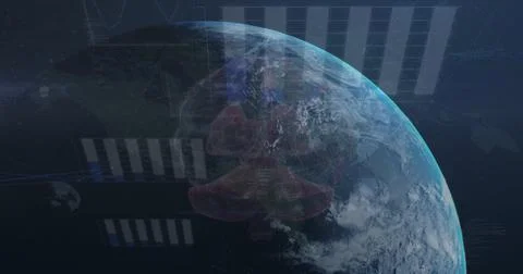 Image of data processing over globe Stockfoto's