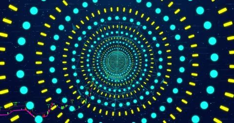 Image of data processing over globe and neon shapes Stock Photos