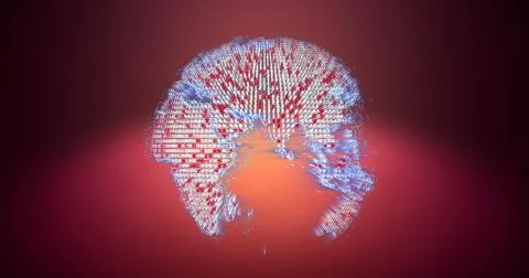 Image of data processing over globe and orange background Foto stock