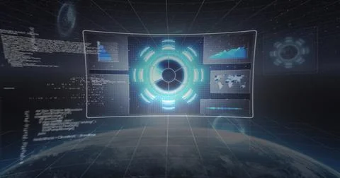 Image of data processing over globe Stock Photos