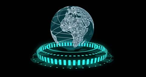 Image of data processing over globe Stockfoto's