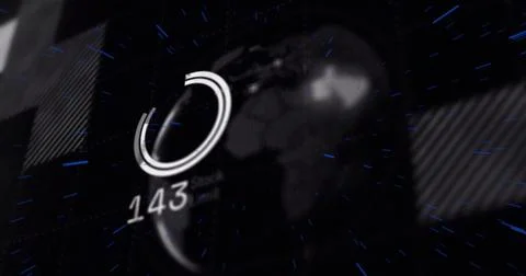 Image of data processing over globe on black background Foto stock