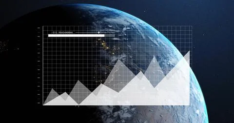Image of data processing over globe on black background Foto stock