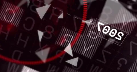 Image of data processing over globe and letters Foto stock