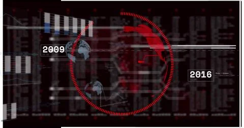 Image of data processing over globe and diagrams Foto stock