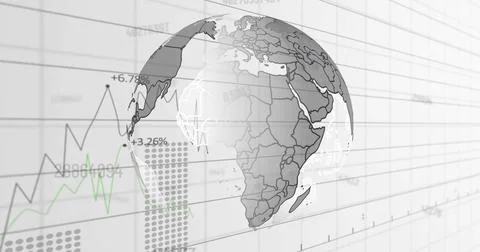 Image of data processing over globe Foto stock